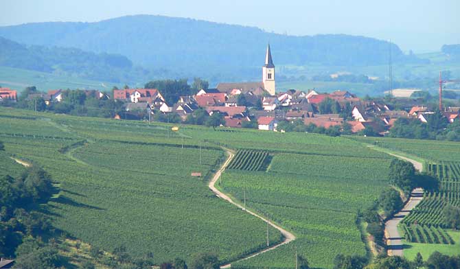 Blick nach Ballrechten-Dottingen vom Schlossberg in Staufen im Breisgau